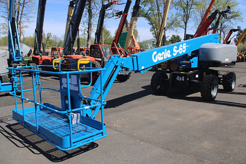 2018 GENIE S65 TELESCOPIC STRAIGHT BOOM LIFT AERIAL LIFT WITH JIB ARM 65' REACH DIESEL 4WD 1813 HOURS STOCK # BF9645429-BUF - United Lift LLC