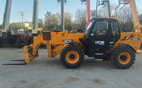 2021 JCB 508-66TC 8000 LB DIESEL TELESCOPIC FORKLIFT TELEHANDLER PNEUMATIC 4WD ENCLOSED CAB 1006 HOURS STOCK # BF91369179-HLOH - United Lift LLC