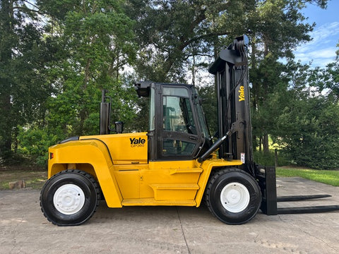 2013 YALE GDP360EC 36000 LB DIESEL FORKLIFT PNEUMATIC 162/183" 2 STAGE MAST SIDE SHIFTING FORK POSITIONER CAB WITH HEAT AND AC 7000 HOURS STOCK # BF9951179-TXB