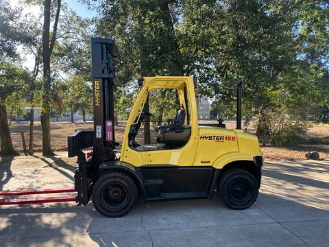 2018 HYSTER H155FT 15500 LB LP GAS FORKLIFT PNEUMATIC 128/173" 2 STAGE MAST SIDE SHIFTING FORK POSITIONER 2914 HOURS STOCK # BF9526159-TXB