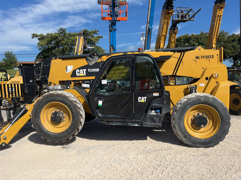 2021 CAT TL1255D 12000 LB DIESEL TELESCOPIC FORKLIFT TELEHANDLER PNEUMATIC 4WD OUUTRIGGERS ENCLOSED CAB WITH HEAT AND AC 1681 HOURS STOCK # BF9829879-BUF