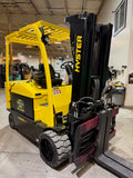 2021 HYSTER E120XN 12000 LBS 48V ELECTRIC 94/185" 3 STAGE MAST SIDE SHIFTING FORK POSITIONER PLUMBED 4 WAYS TO CARRIAGE 1,210 HOURS STK# BF9247349-BUF - United Lift LLC