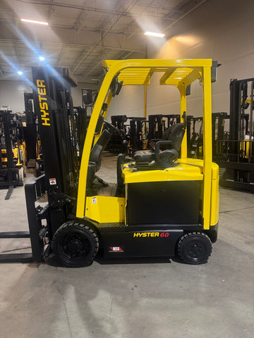 2018 HYSTER E60XN-33 6000 LB ELECTRIC FORKLIFT CUSHION 89/188" 3 STAGE MAST SIDE SHIFTING FORK POSITIONER ONLY 1215 HOURS STOCK # BF991239-BUF