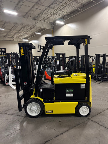 2019 YALE ERC050VG 5000 LB 48 VOLT ELECTRIC TREADED CUSHION TIRE SIDE SHIFTER FORKLIFT 87/126" 2 STAGE FULL FREE LIFT MAST 824 HOURS STOCK # BF979379-BUF