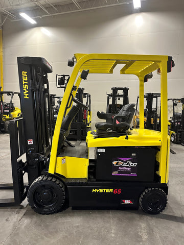 2018 HYSTER E65XN 6500 LB 48 VOLT ELECTRIC FORKLIFT CUSHION 84/181" 3 STAGE MAST SIDE SHIFTER STOCK # BF9152299-BUF - United Lift Equipment LLC