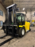 2019 YALE GDP360 36000 LB DIESEL FORKLIFT PNEUMATIC 144/148" 2 STAGE MAST SIDE SHIFTING FORK POSITIONER ENCLOSED HEATED CAB 103" LONG FORKS, 3,072 HOURS STOCK # BF9756589-BUF