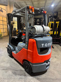 2019 TOYOTA 8FGCU25 5000 LB LP GAS FORKLIFT CUSHION 84/189 3 STAGE MAST SIDE SHIFTER 968 HOURS STOCK # BF9119779-BUF - United Lift LLC