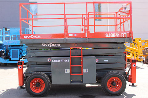 2018 SKYJACK SJ8841RT SCISSOR LIFT 41' REACH DIESEL ROUGH TERRAIN OUTRIGGERS 1642 HOURS STOCK # BF9369779-NLE