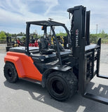 2020 TOYOTA 8FD70U 15500 LB DIESEL FORKLIFT PNEUMATIC 100/187" 3 STAGE MAST SIDE SHIFTING FORK POSITIONER 3671 HOURS STOCK # BF9479569-NCB