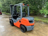 2017 TOYOTA 8FDU30 6000 LB DIESEL FORKLIFT PNEUMATIC 85/187" 3 STAGE MAST SIDE SHIFTING FORK POSITIONER 2896 HOURS STOCK # BF9213429-TXB