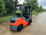 2017 TOYOTA 8FDU30 6000 LB DIESEL FORKLIFT PNEUMATIC 85/187" 3 STAGE MAST SIDE SHIFTING FORK POSITIONER 2896 HOURS STOCK # BF9213429-TXB