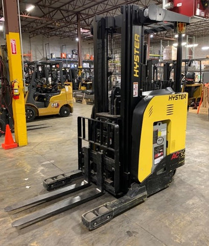 2017 HYSTER N35ZRS 3500 LB 24 VOLT ELECTRIC TURRET SWING MAST FORKLIFT CUSHION 91/203" 3 STAGE MAST SIDE SHIFTER 578 HOURS STOCK # BF9218129-ALTB - United Lift Equipment LLC